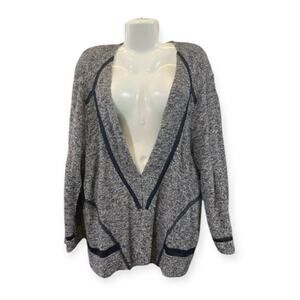 Nic + Zoe Women's Marled Grey/Blue V-Neck Jacket Cardigan Sweater | Size 3X